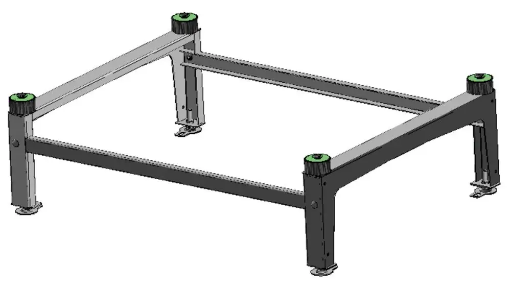 Standkonsole aus Metall mit quadratischem Rahmen und verstellbaren Füßen, konzipiert für die Montage von Daikin Altherma Heizsystemen.